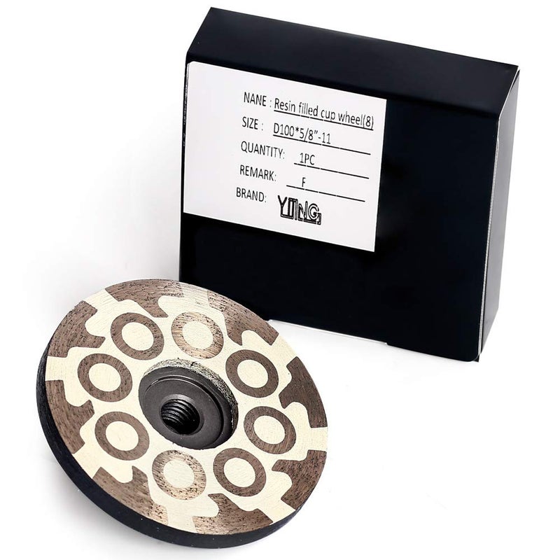 YIJING 4" Diamond Cup Wheel Resin Diamond Grinding Cup Wheel Fine Grit with Thread 5/8â€œ-11 for Grinding Stone Concrete and Tiles - Image 1